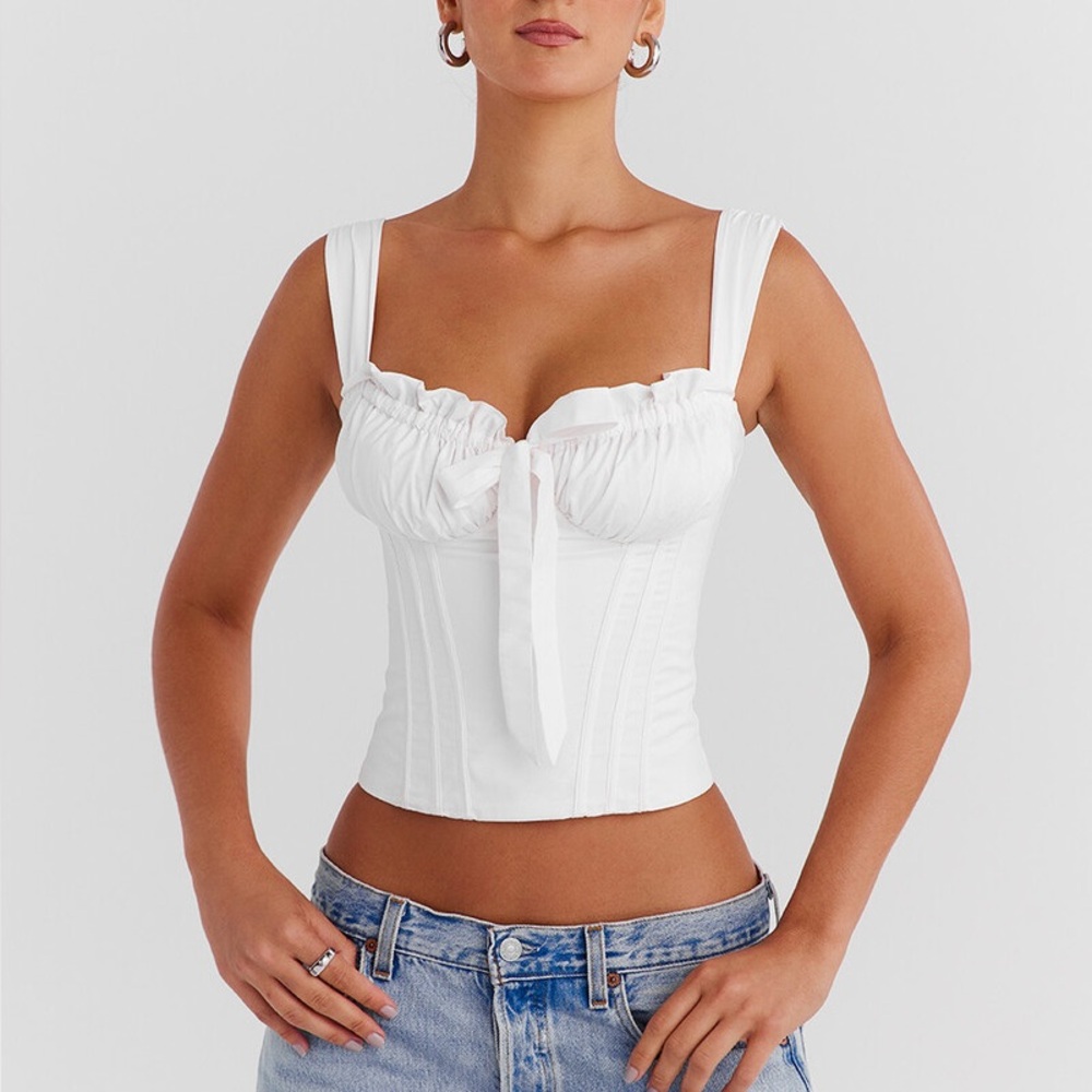 Mistress Rocks Cloud Cotton Tie Front Corset